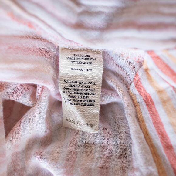 NWT Soft Surroundings Escambia Button-Up Pink Peach Stripe Cotton Tunic Shirt M - Picture 7 of 8